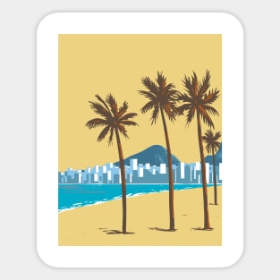 Copacabana beach in Rio de Janeiro Brazil WPA Art Deco Poster Sticker